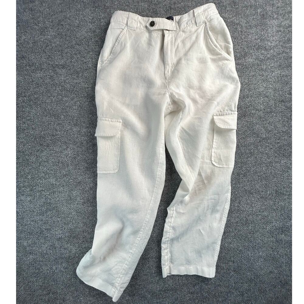 Rachel Roy Women's Linen Cargo Pants White Size 2 Cropped Utility - Picture 3 of 9